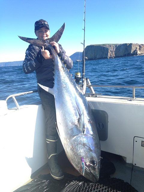 ANGLER: Toby Nichols SPECIES: Southern Bluefin Tuna WEIGHT: 87kg LURE: 6.5" JB Micro Dingo.